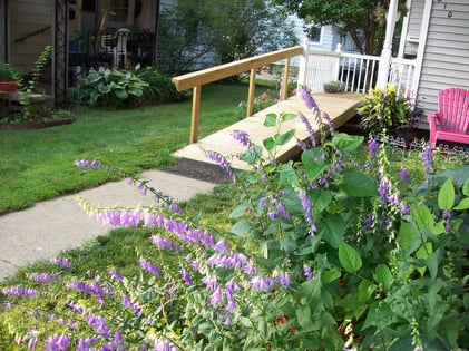 A wheelchair ramp installed at a house